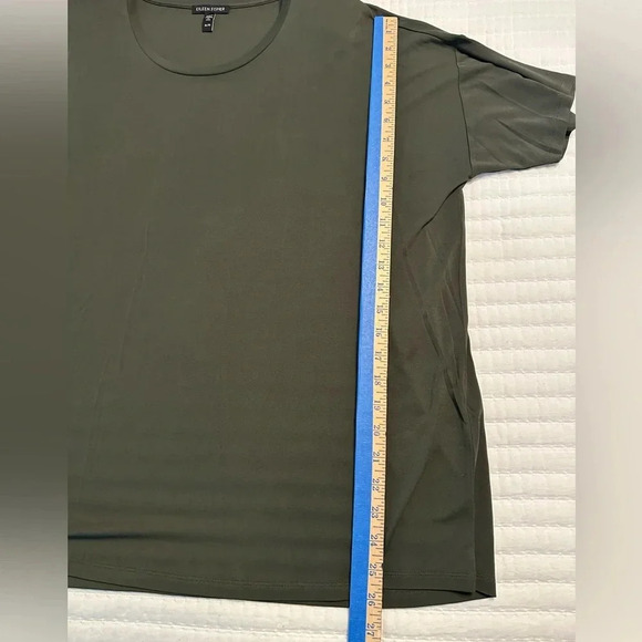 Eileen Fisher Women’s Size XL Olive Green Silk Linen High Low Short Sleeve Tunic - Picture 5 of 10